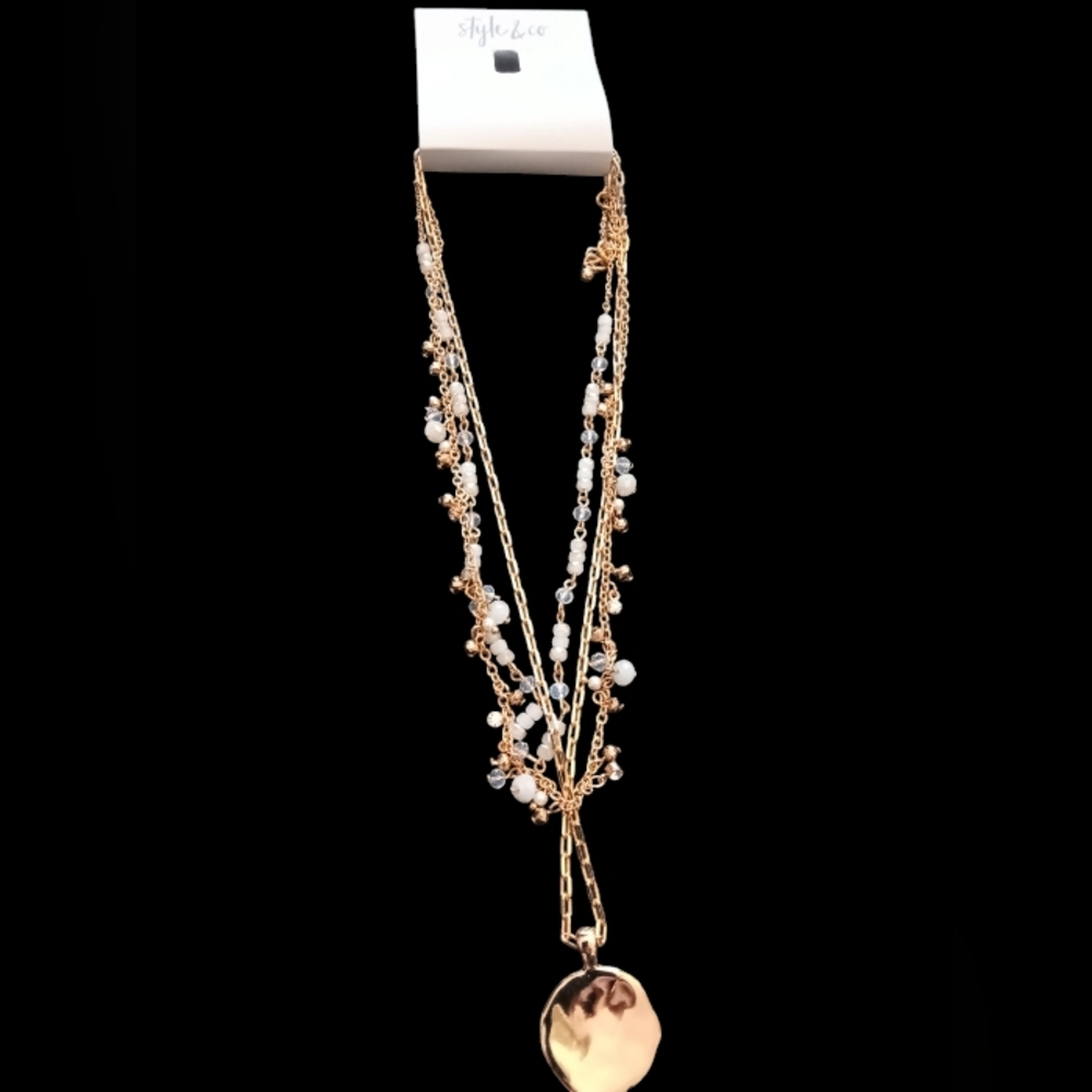 Style & Co. Charming Gold and Pearl Layered Necklace